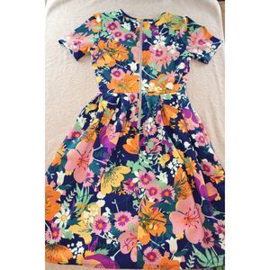LulaRoe Girls Navy, Pink, Yellow, Green Floral Dress – Size Small – Short Sleeve